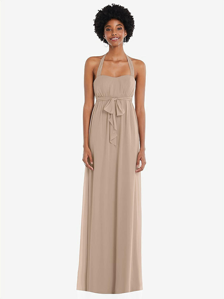 【STYLE: 1564】Convertible Tie-Shoulder Empire Waist Maxi Dress【COLOR: Topaz】