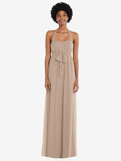 【STYLE: 1564】Convertible Tie-Shoulder Empire Waist Maxi Dress【COLOR: Topaz】