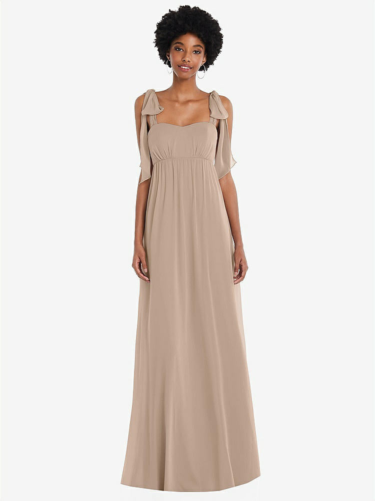 【STYLE: 1564】Convertible Tie-Shoulder Empire Waist Maxi Dress【COLOR: Topaz】