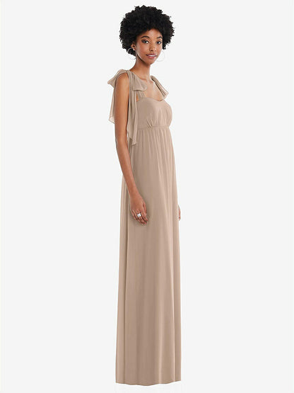 【STYLE: 1564】Convertible Tie-Shoulder Empire Waist Maxi Dress【COLOR: Topaz】