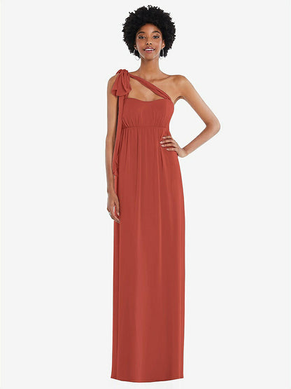【STYLE: 1564】Convertible Tie-Shoulder Empire Waist Maxi Dress【COLOR: Amber Sunset】