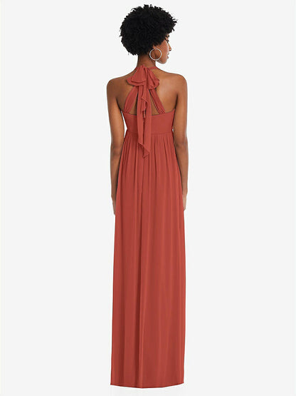 【STYLE: 1564】Convertible Tie-Shoulder Empire Waist Maxi Dress【COLOR: Amber Sunset】