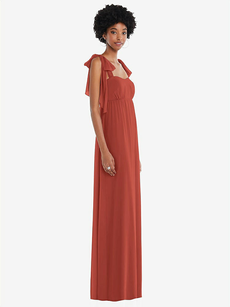 【STYLE: 1564】Convertible Tie-Shoulder Empire Waist Maxi Dress【COLOR: Amber Sunset】