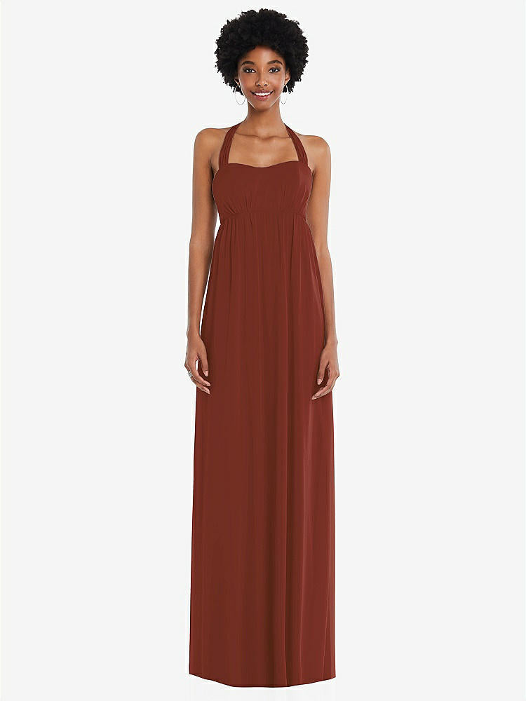 【STYLE: 1564】Convertible Tie-Shoulder Empire Waist Maxi Dress【COLOR: Auburn Moon】