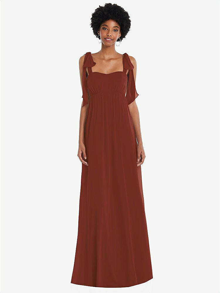 【STYLE: 1564】Convertible Tie-Shoulder Empire Waist Maxi Dress【COLOR: Auburn Moon】