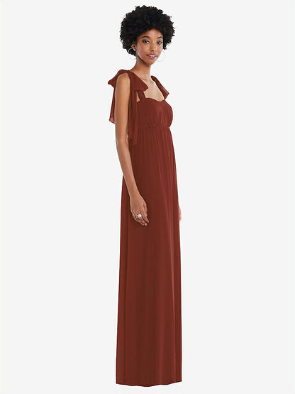 【STYLE: 1564】Convertible Tie-Shoulder Empire Waist Maxi Dress【COLOR: Auburn Moon】