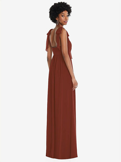 【STYLE: 1564】Convertible Tie-Shoulder Empire Waist Maxi Dress【COLOR: Auburn Moon】