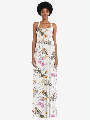 【NEW】【STYLE: 1564】コンバーチブル タイショルダー 帝国 ウエスト マキシ ドレス【COLOR: Butterfly Botanica Ivory】【SIZE: 00-30W】