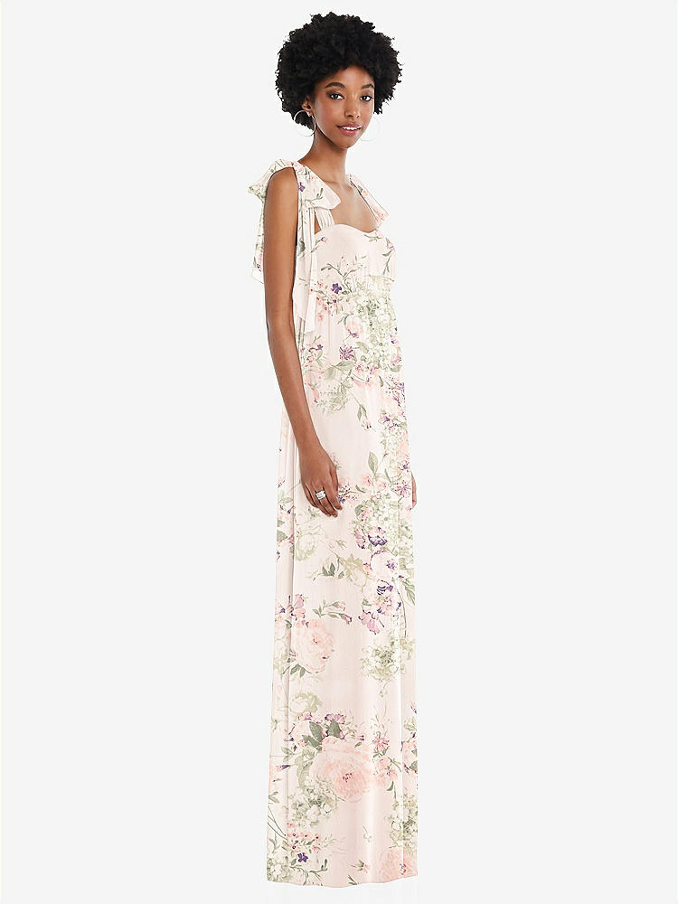 【STYLE: 1564】Convertible Tie-Shoulder Empire Waist Maxi Dress【COLOR: Blush Garden】