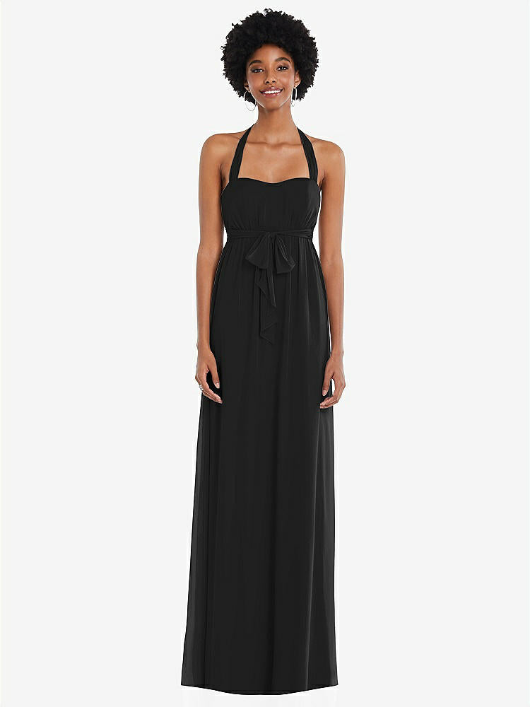 【STYLE: 1564】Convertible Tie-Shoulder Empire Waist Maxi Dress【COLOR: Black】