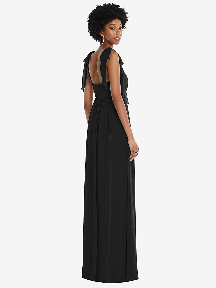 【STYLE: 1564】Convertible Tie-Shoulder Empire Waist Maxi Dress【COLOR: Black】