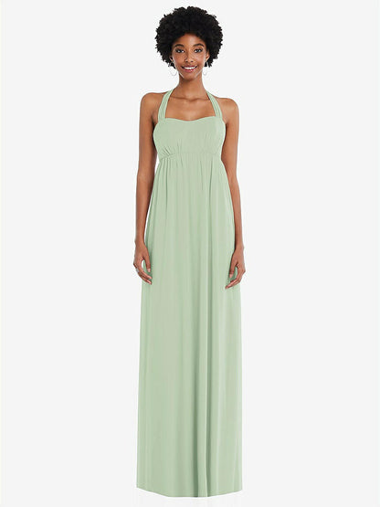 【STYLE: 1564】Convertible Tie-Shoulder Empire Waist Maxi Dress【COLOR: Celadon】