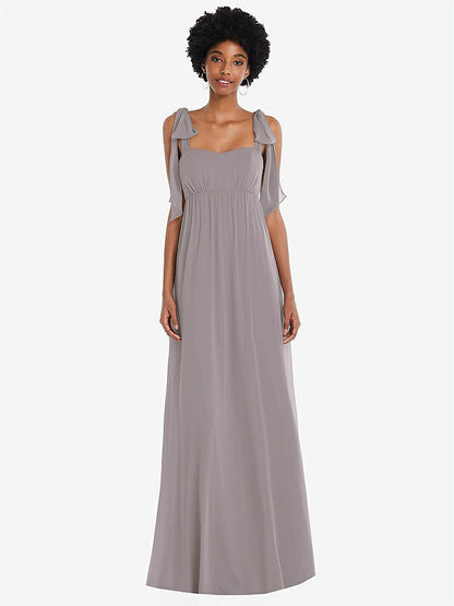 【STYLE: 1564】Convertible Tie-Shoulder Empire Waist Maxi Dress【COLOR: Cashmere Gray】