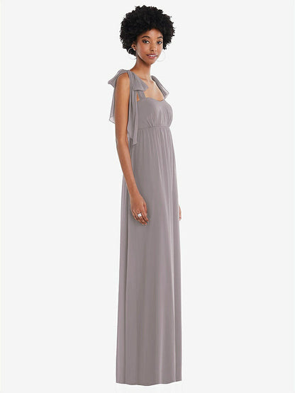 【STYLE: 1564】Convertible Tie-Shoulder Empire Waist Maxi Dress【COLOR: Cashmere Gray】