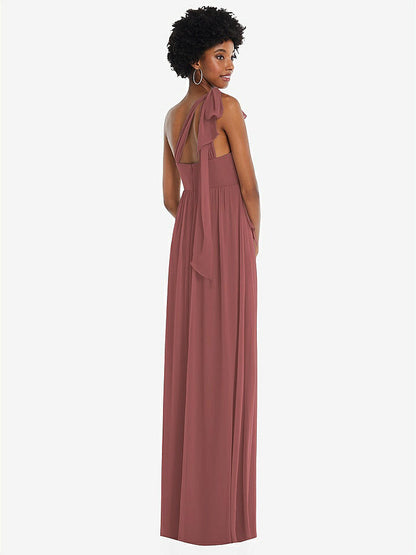 【STYLE: 1564】Convertible Tie-Shoulder Empire Waist Maxi Dress【COLOR: English Rose】