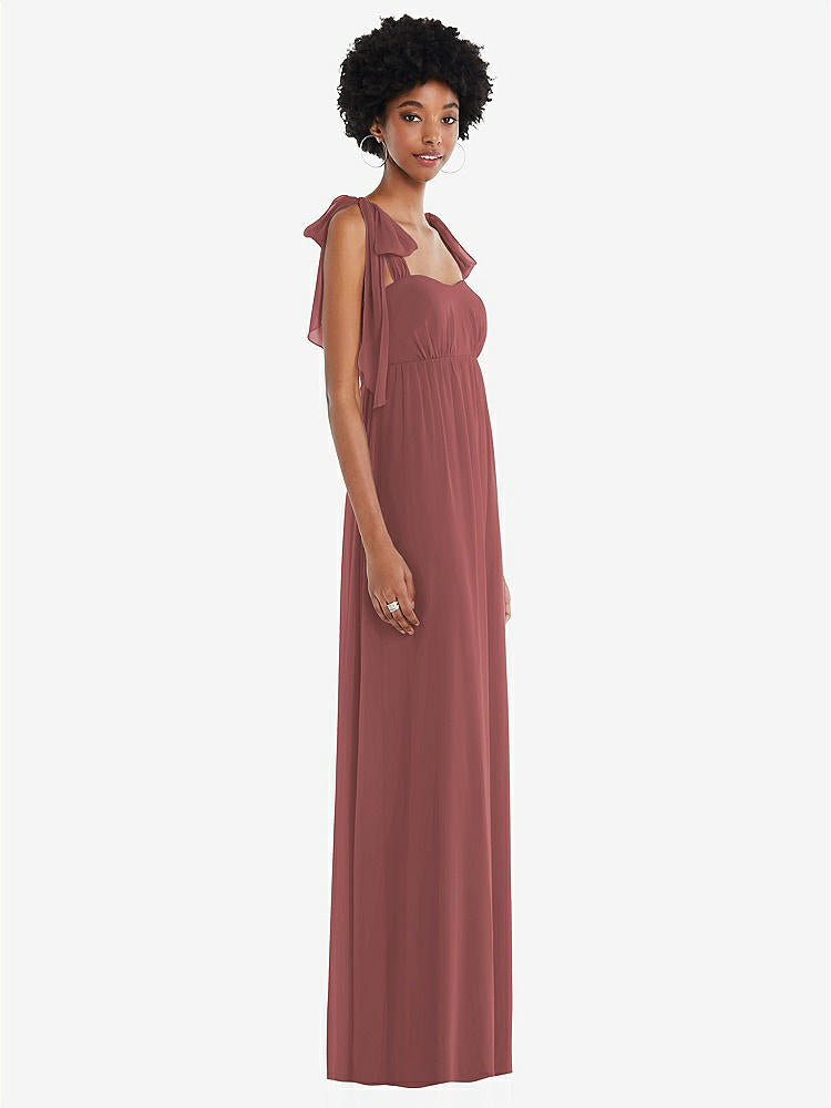 【STYLE: 1564】Convertible Tie-Shoulder Empire Waist Maxi Dress【COLOR: English Rose】