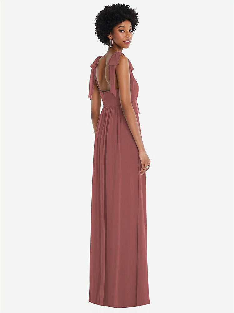 【STYLE: 1564】Convertible Tie-Shoulder Empire Waist Maxi Dress【COLOR: English Rose】