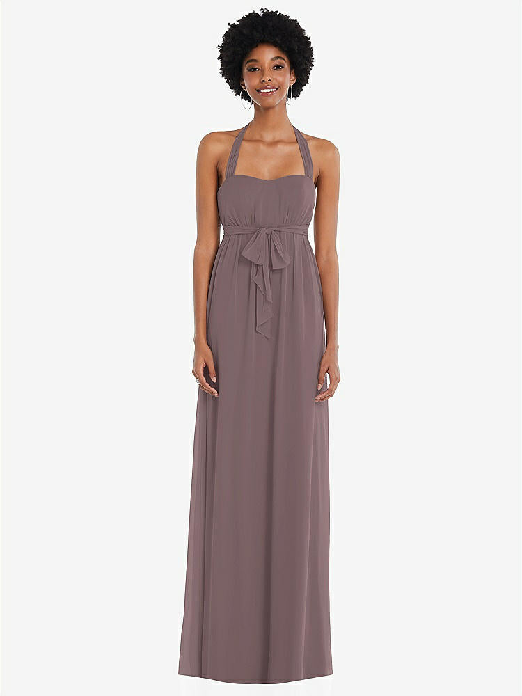 【STYLE: 1564】Convertible Tie-Shoulder Empire Waist Maxi Dress【COLOR: French Truffle】
