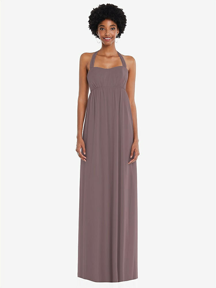 【STYLE: 1564】Convertible Tie-Shoulder Empire Waist Maxi Dress【COLOR: French Truffle】