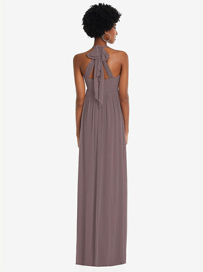 【STYLE: 1564】Convertible Tie-Shoulder Empire Waist Maxi Dress【COLOR: French Truffle】