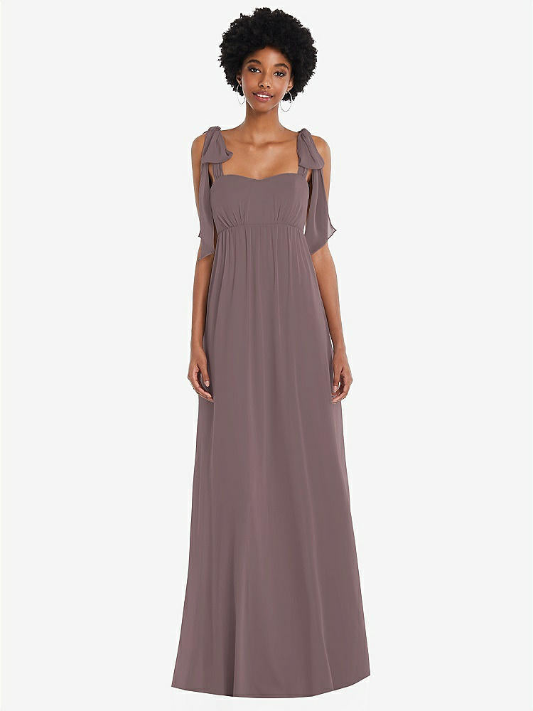 【STYLE: 1564】Convertible Tie-Shoulder Empire Waist Maxi Dress【COLOR: French Truffle】