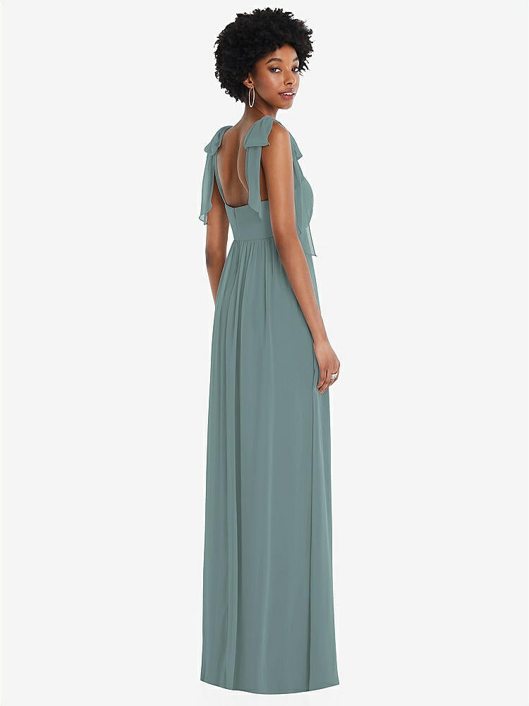 【STYLE: 1564】Convertible Tie-Shoulder Empire Waist Maxi Dress【COLOR: Icelandic】