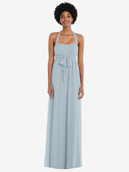 【STYLE: 1564】Convertible Tie-Shoulder Empire Waist Maxi Dress【COLOR: Mist】