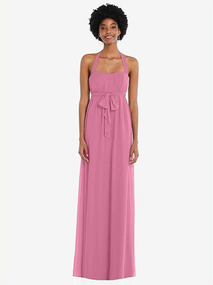 【STYLE: 1564】Convertible Tie-Shoulder Empire Waist Maxi Dress【COLOR: Orchid Pink】