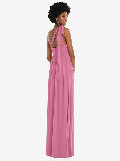 【STYLE: 1564】Convertible Tie-Shoulder Empire Waist Maxi Dress【COLOR: Orchid Pink】
