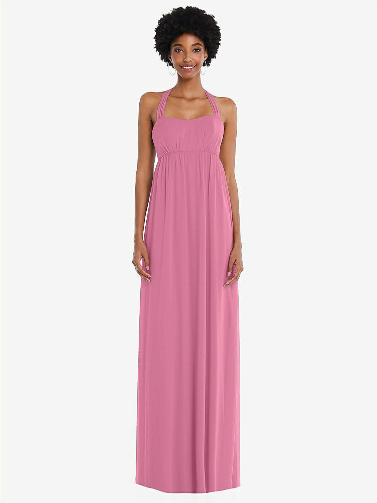 【STYLE: 1564】Convertible Tie-Shoulder Empire Waist Maxi Dress【COLOR: Orchid Pink】