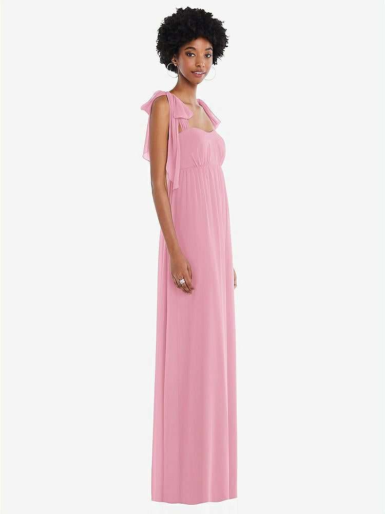 【STYLE: 1564】Convertible Tie-Shoulder Empire Waist Maxi Dress【COLOR: Peony Pink】