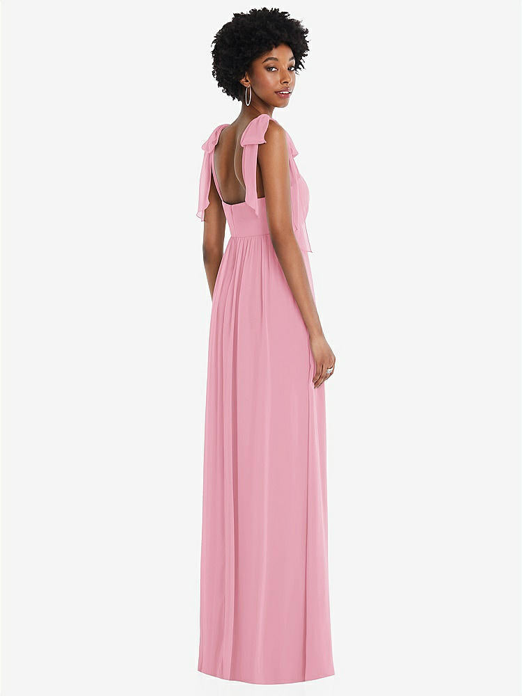 【STYLE: 1564】Convertible Tie-Shoulder Empire Waist Maxi Dress【COLOR: Peony Pink】