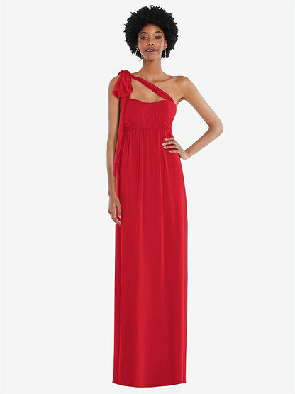 【STYLE: 1564】Convertible Tie-Shoulder Empire Waist Maxi Dress【COLOR: Parisian Red】