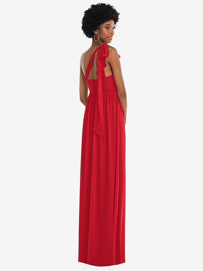 【STYLE: 1564】Convertible Tie-Shoulder Empire Waist Maxi Dress【COLOR: Parisian Red】