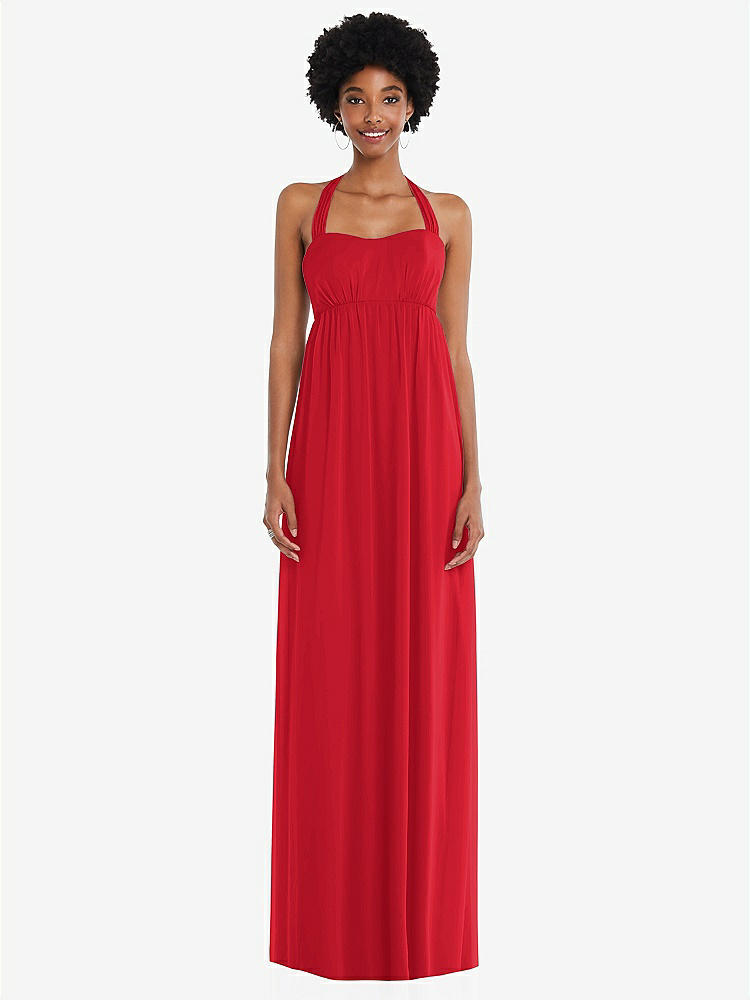【STYLE: 1564】Convertible Tie-Shoulder Empire Waist Maxi Dress【COLOR: Parisian Red】