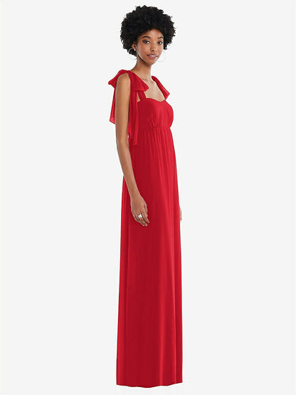 【STYLE: 1564】Convertible Tie-Shoulder Empire Waist Maxi Dress【COLOR: Parisian Red】