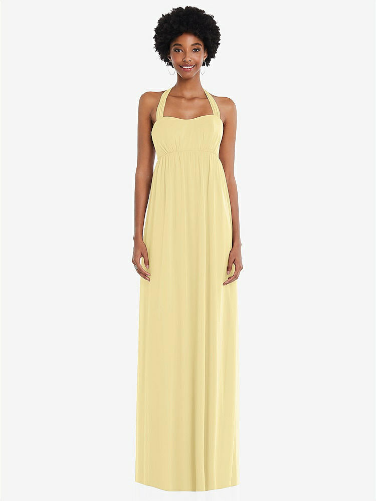【STYLE: 1564】Convertible Tie-Shoulder Empire Waist Maxi Dress【COLOR: Pale Yellow】