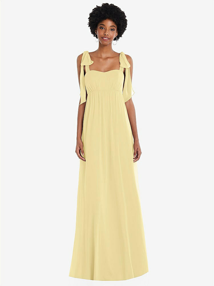 【STYLE: 1564】Convertible Tie-Shoulder Empire Waist Maxi Dress【COLOR: Pale Yellow】