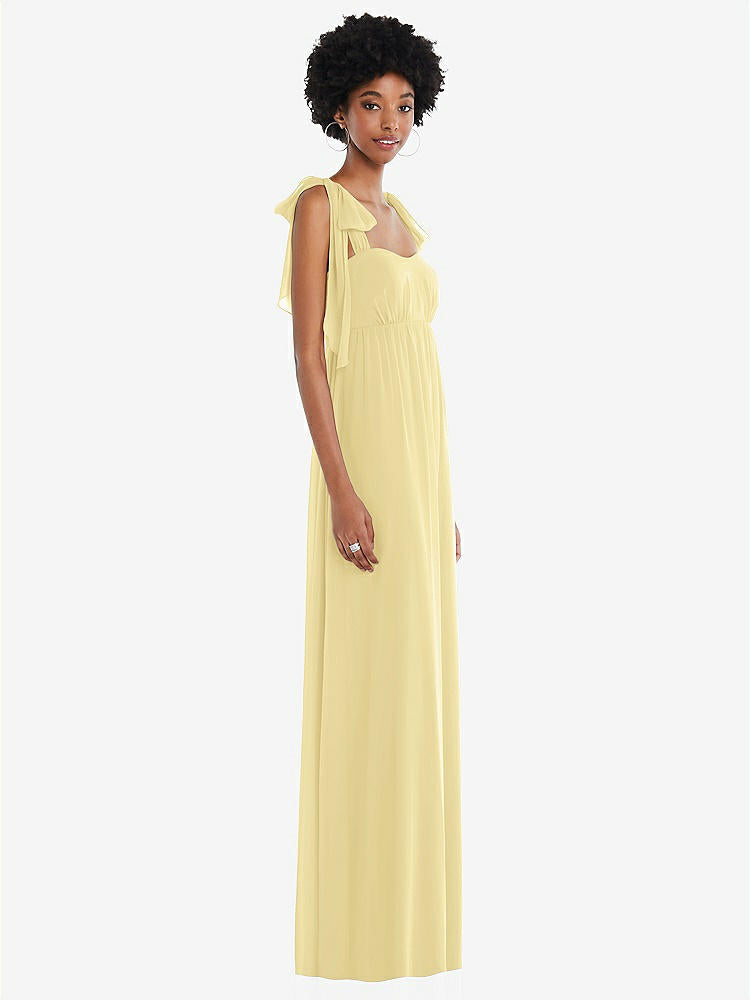 【STYLE: 1564】Convertible Tie-Shoulder Empire Waist Maxi Dress【COLOR: Pale Yellow】