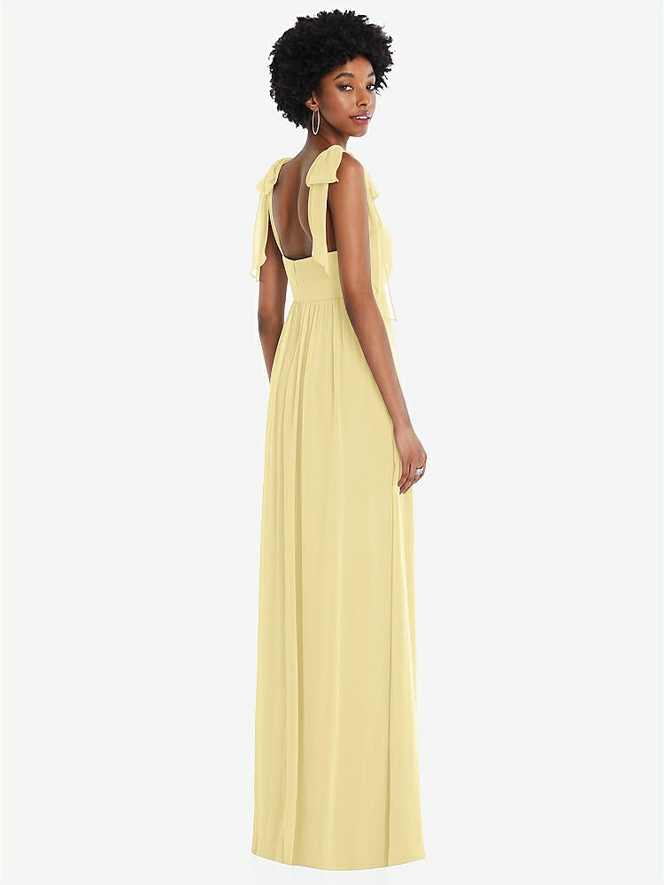 【STYLE: 1564】Convertible Tie-Shoulder Empire Waist Maxi Dress【COLOR: Pale Yellow】