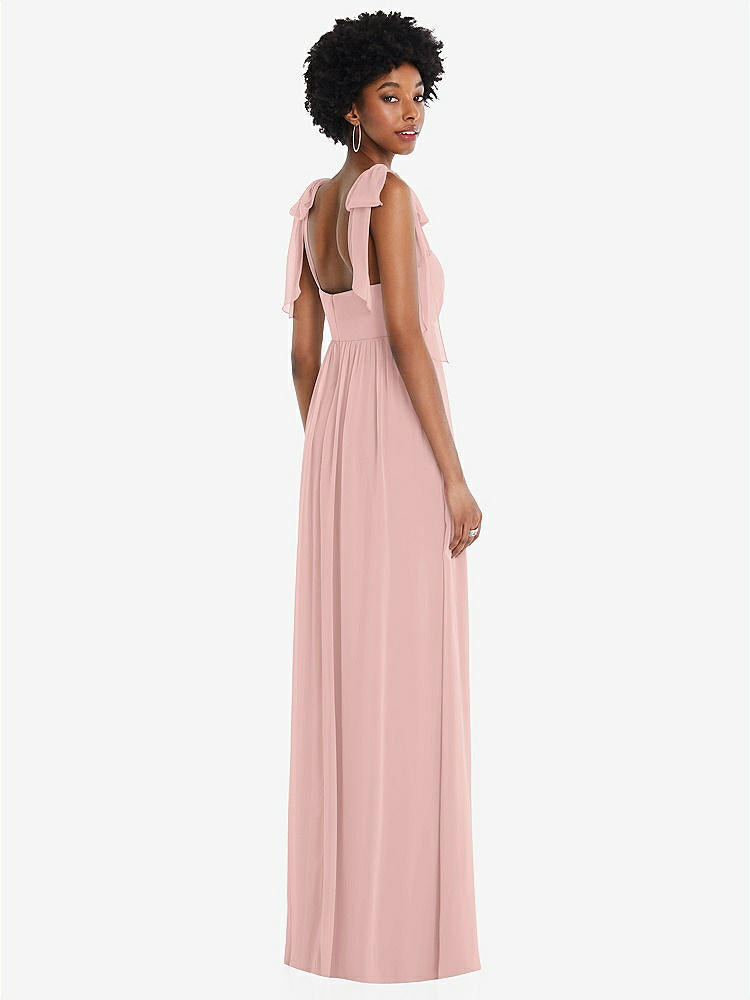 【STYLE: 1564】Convertible Tie-Shoulder Empire Waist Maxi Dress【COLOR: Rose - PANTONE Rose Quartz】