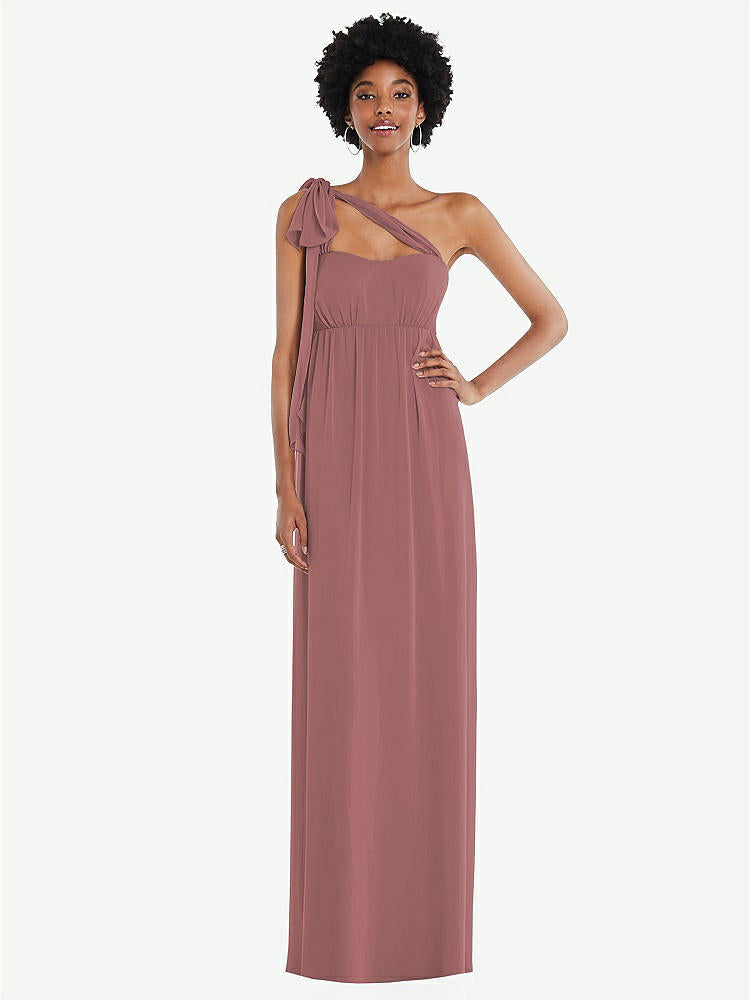 【STYLE: 1564】Convertible Tie-Shoulder Empire Waist Maxi Dress【COLOR: Rosewood】