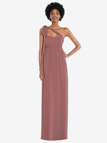 【STYLE: 1564】Convertible Tie-Shoulder Empire Waist Maxi Dress【COLOR: Rosewood】