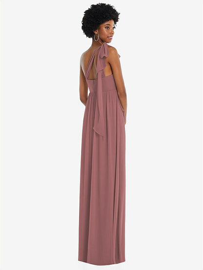 【STYLE: 1564】Convertible Tie-Shoulder Empire Waist Maxi Dress【COLOR: Rosewood】