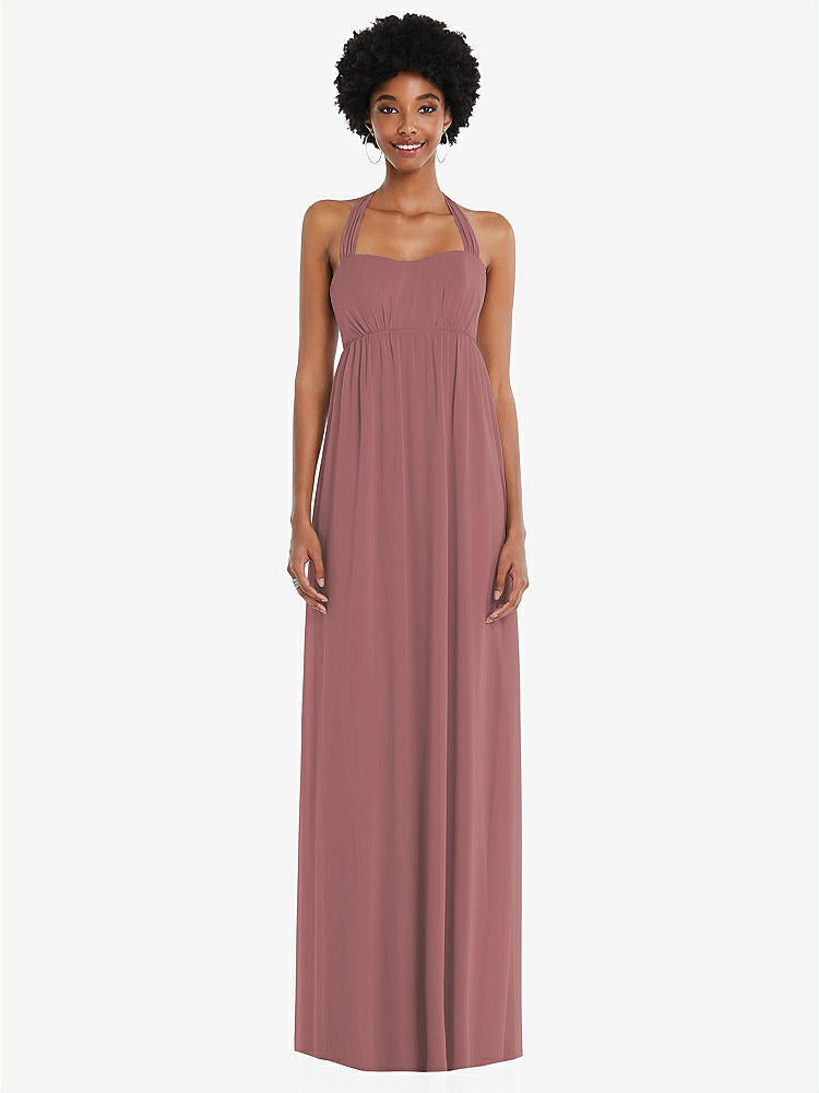 【STYLE: 1564】Convertible Tie-Shoulder Empire Waist Maxi Dress【COLOR: Rosewood】