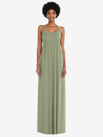 【STYLE: 1564】Convertible Tie-Shoulder Empire Waist Maxi Dress【COLOR: Sage】