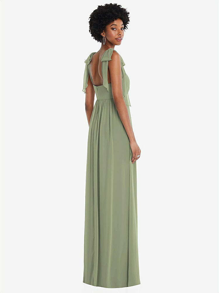 【STYLE: 1564】Convertible Tie-Shoulder Empire Waist Maxi Dress【COLOR: Sage】