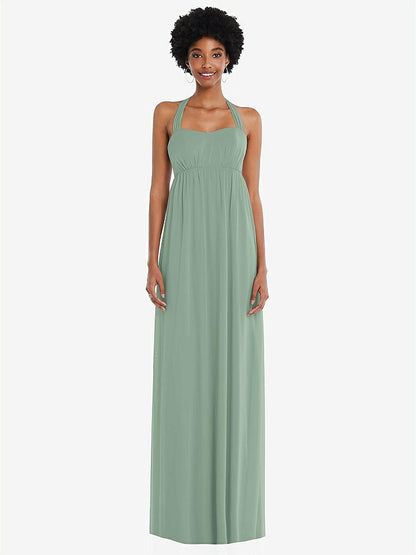【STYLE: 1564】Convertible Tie-Shoulder Empire Waist Maxi Dress【COLOR: Seagrass】