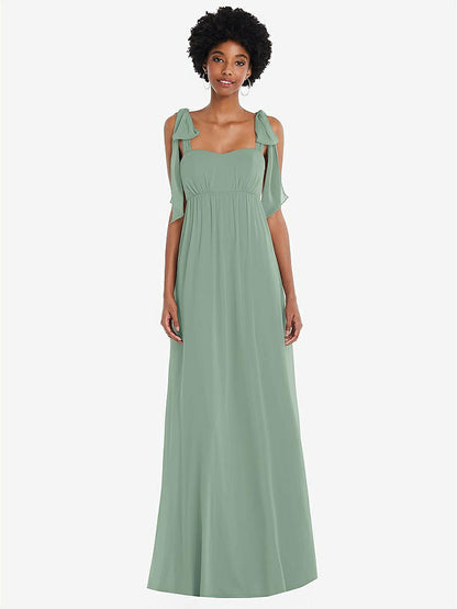 【STYLE: 1564】Convertible Tie-Shoulder Empire Waist Maxi Dress【COLOR: Seagrass】