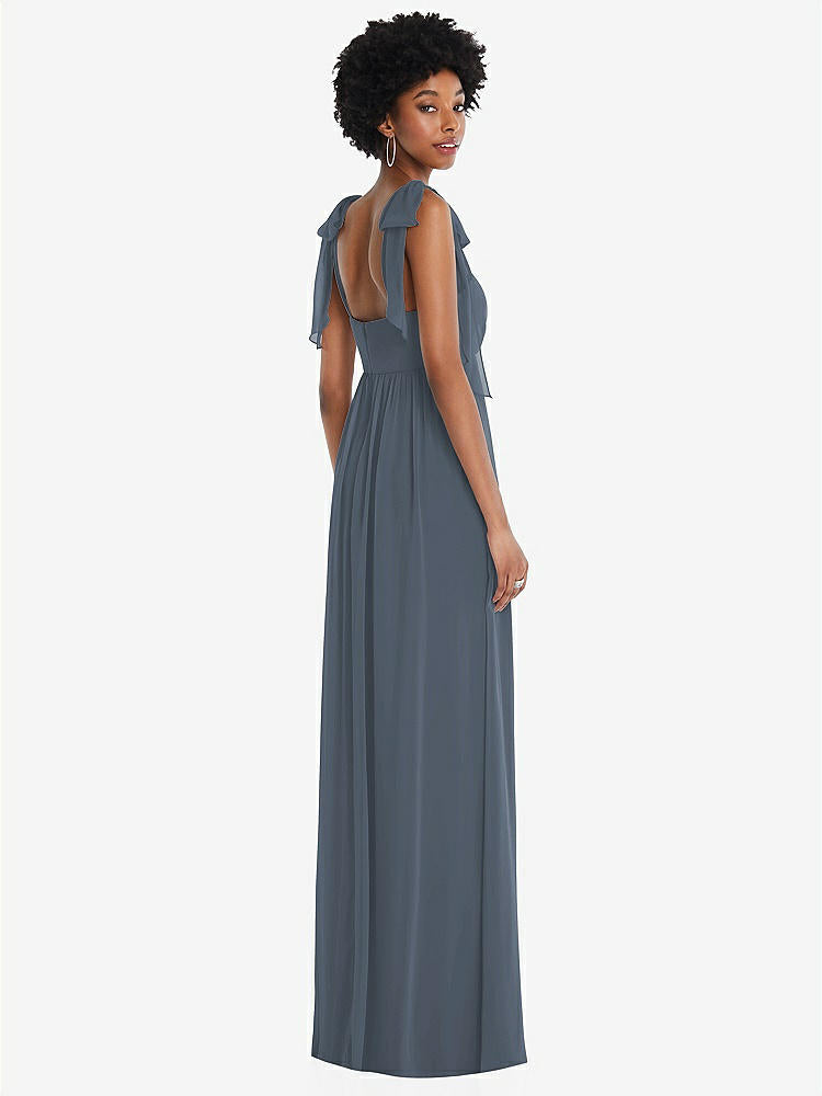 【STYLE: 1564】Convertible Tie-Shoulder Empire Waist Maxi Dress【COLOR: Silverstone】